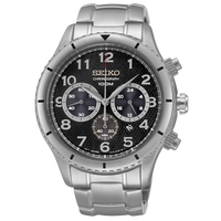 Seiko Chronograph Quartz Black Dial Stainless Steel Men's Watch