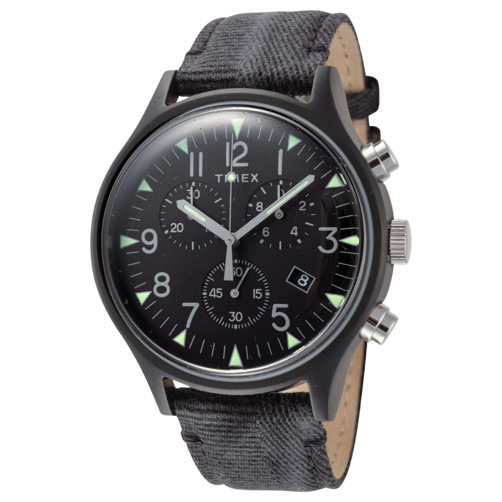 Timex MK1 Black Leather Men's Watch