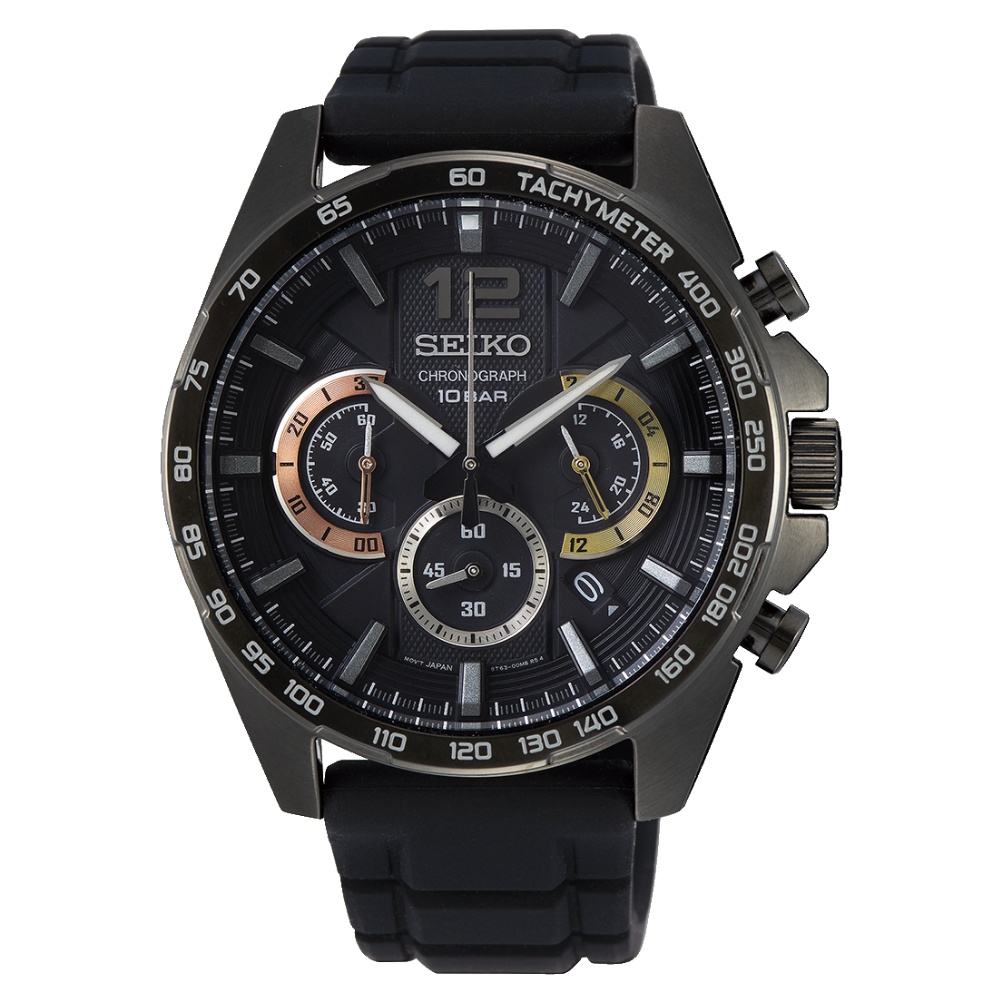 Seiko Conceptual Chronograph Black Silicone Men's Watch