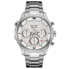 Bulova Marine Star White Dial Stainless Steel Men's Watch