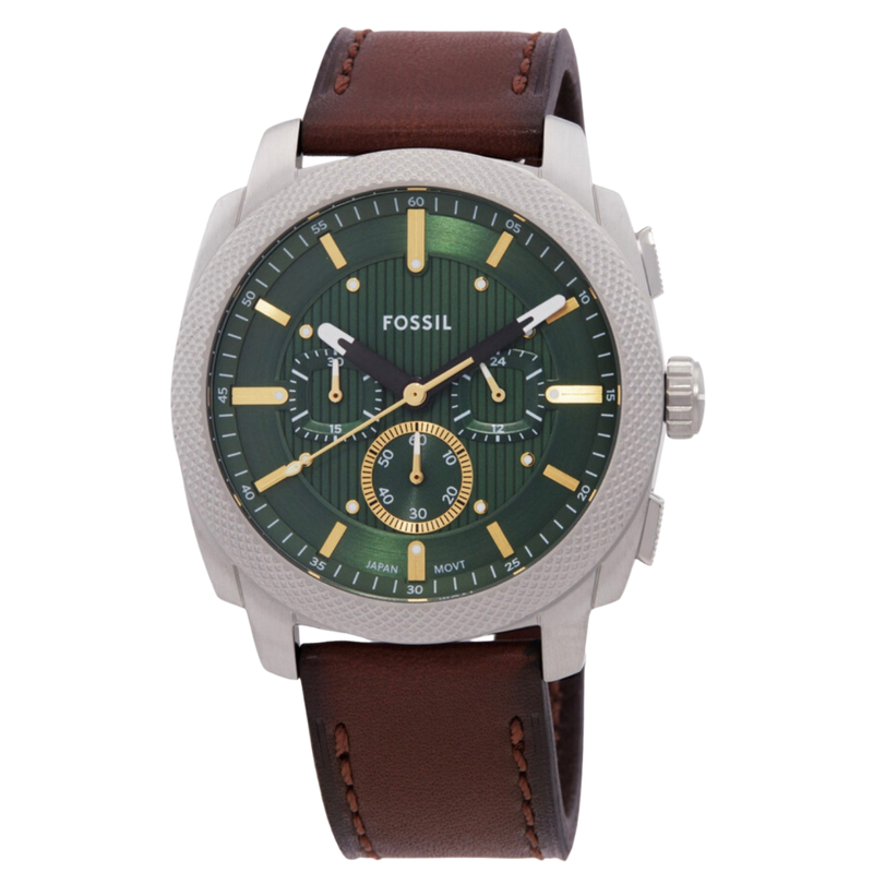 Fossil Machine Green Dial Leather Men's watch
