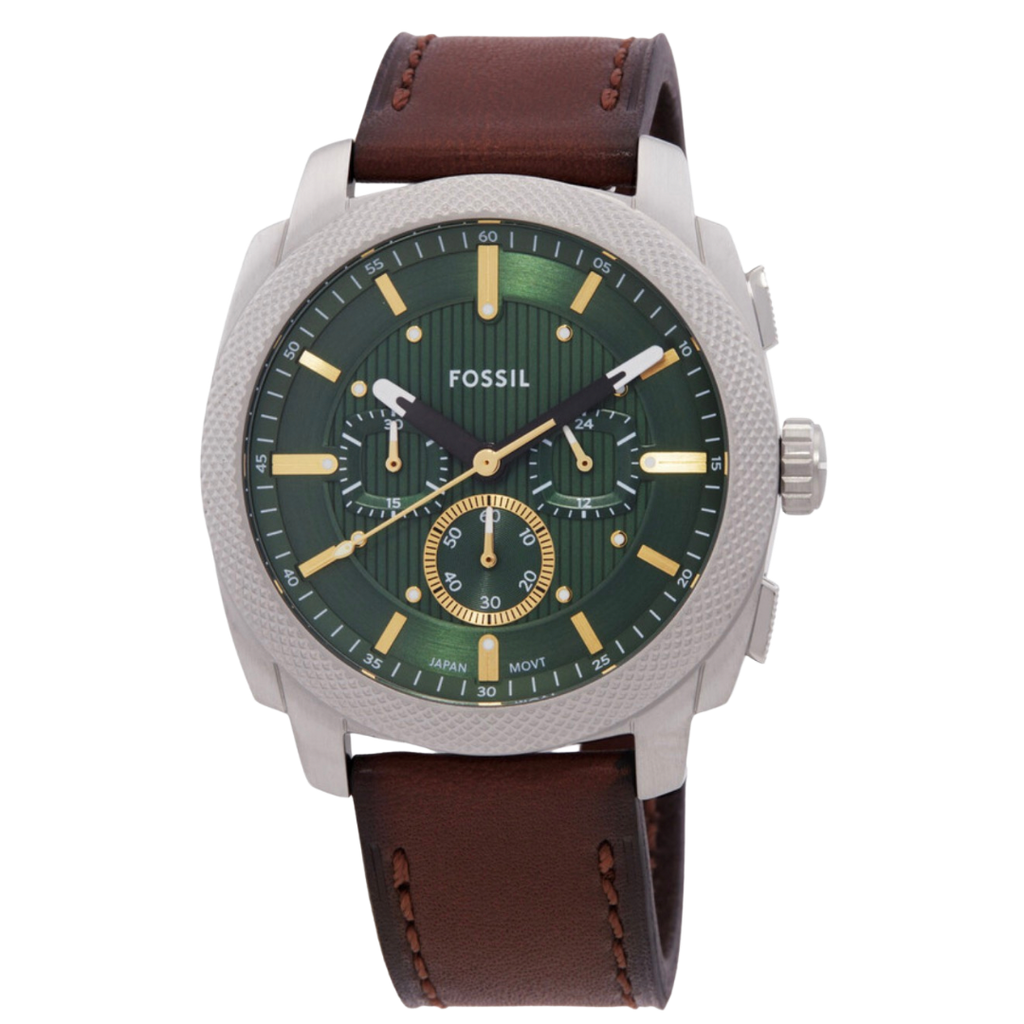 Fossil Machine Green Dial Leather Men's watch