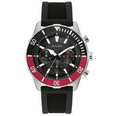 Bulova Chronograph para caballero con pulso de silicona negro