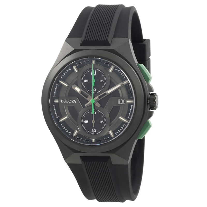 Bulova Maquina para caballero con pulso de silicona negro