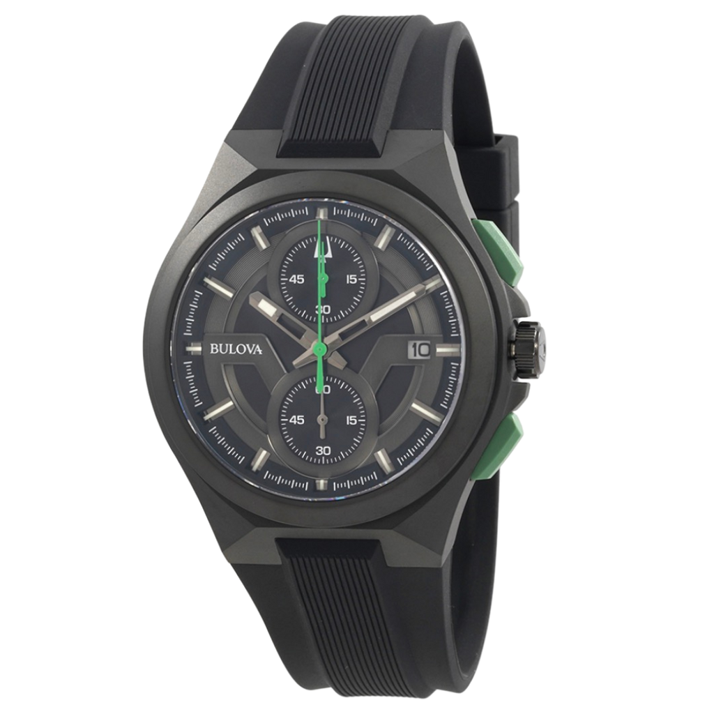 Bulova Maquina para caballero con pulso de silicona negro