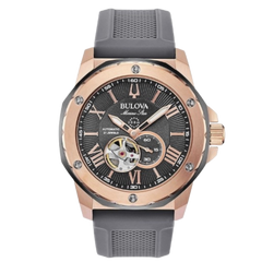 Bulova Marine Star automático con pulso de silicona gris