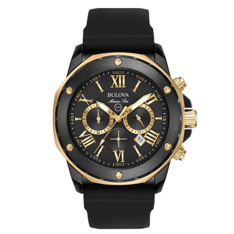 Bulova Marine Star con pulso de cuero negro