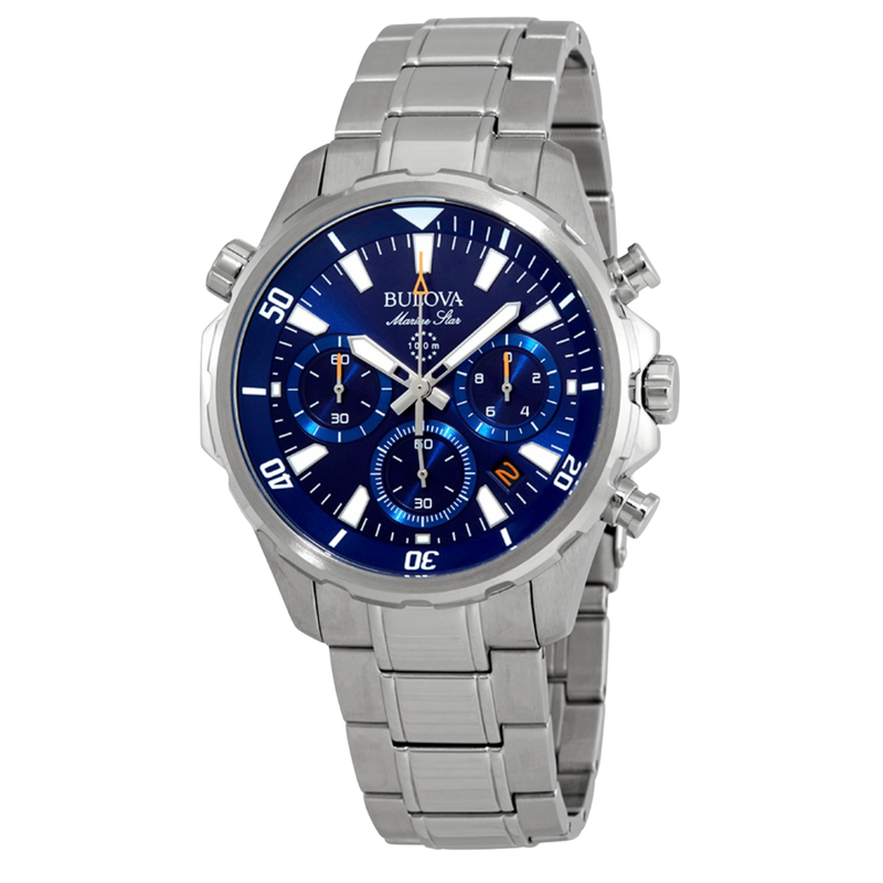 Bulova Marine Star para caballero en acero inoxidable con dial azul