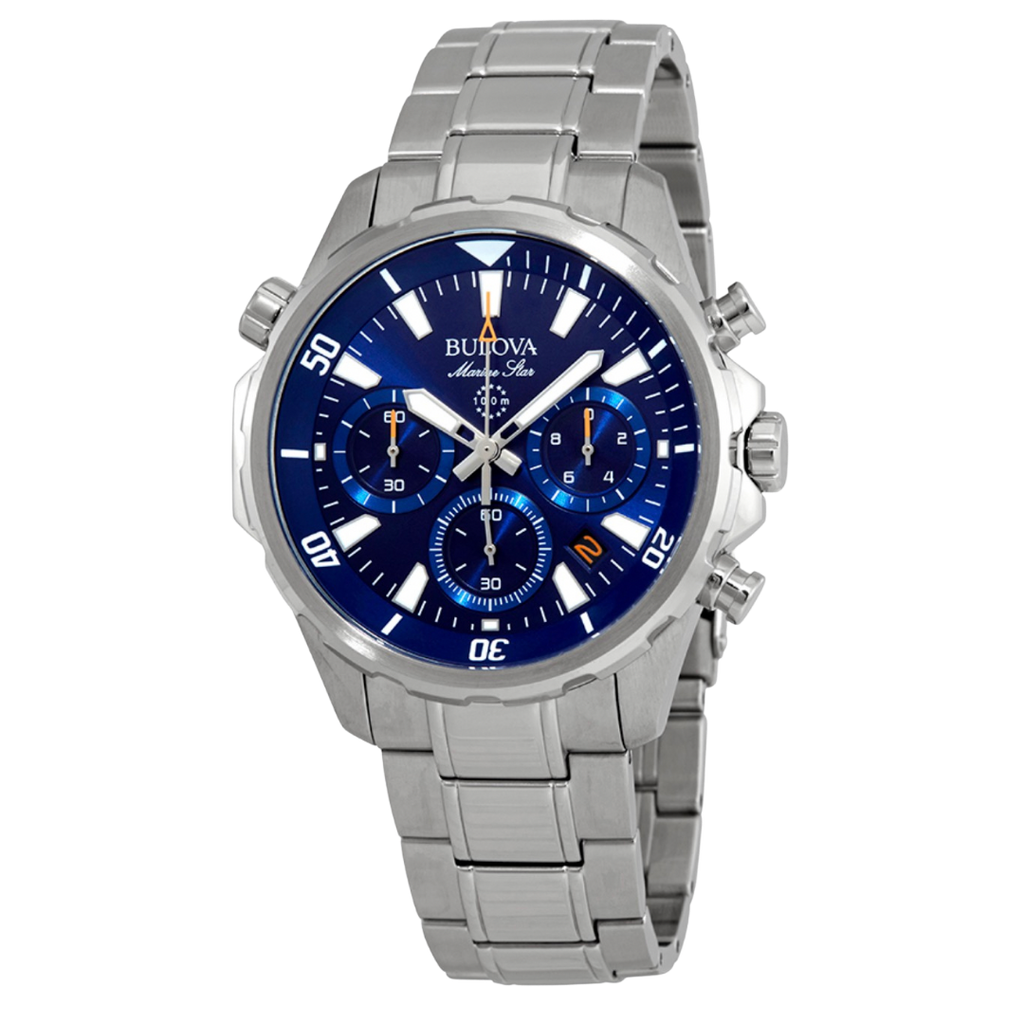 Bulova Marine Star para caballero en acero inoxidable con dial azul