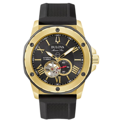 Bulova Marine Star automático con pulso de silicona negro