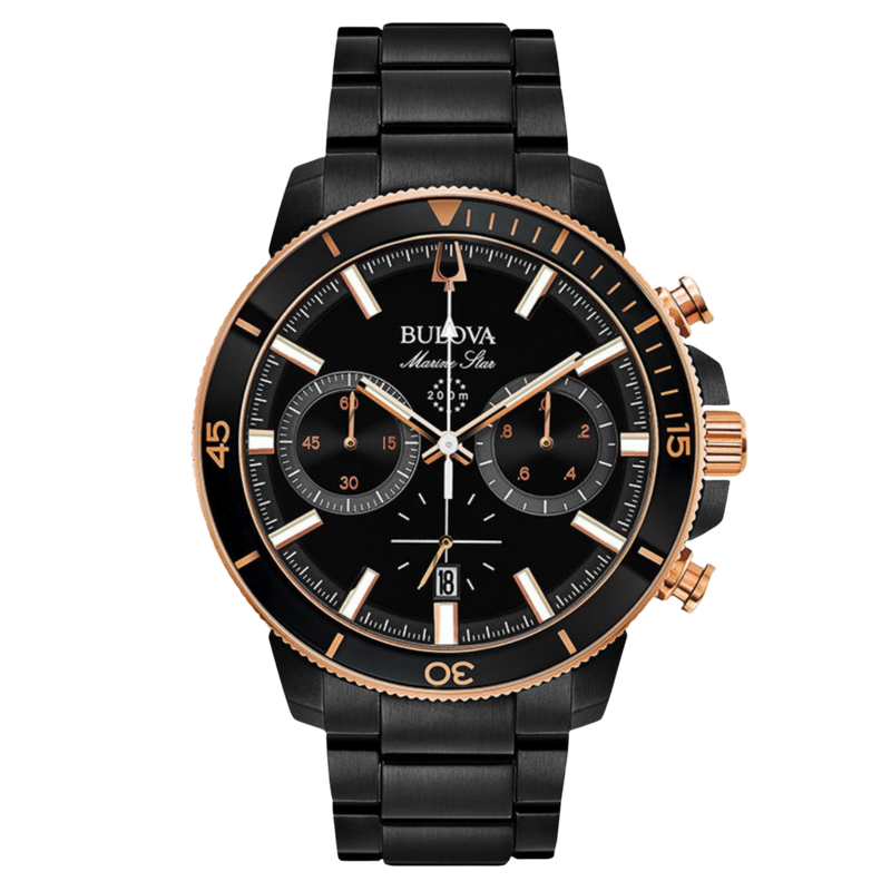 Bulova Marine Star para caballero en acero inoxidable color negro