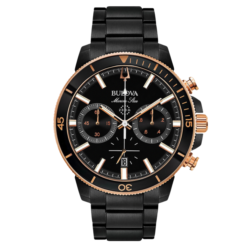 Bulova Marine Star para caballero en acero inoxidable color negro