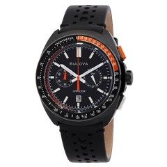 Bulova Racer para caballero con pulso de cuero negro