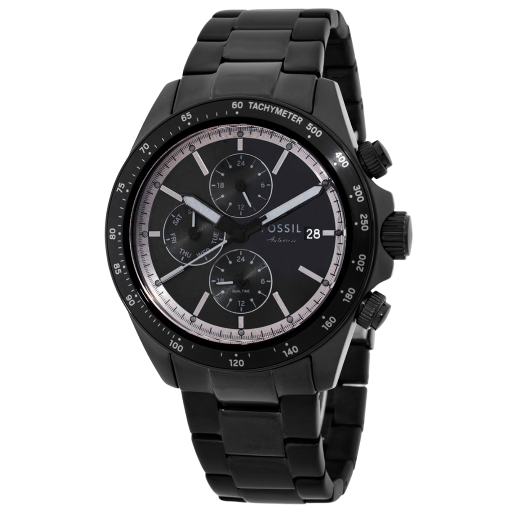 Fossil Autocross en acero inoxidable color negro