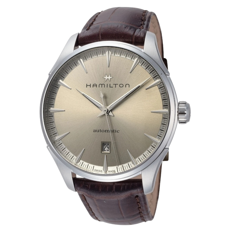 Hamilton Jazzmaster automático con pulso de cuero chocolate
