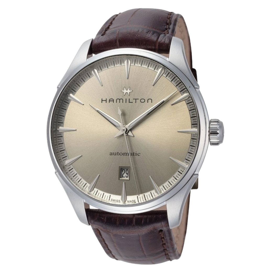 Hamilton Jazzmaster automático con pulso de cuero chocolate