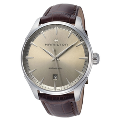 Hamilton Jazzmaster automático con pulso de cuero chocolate