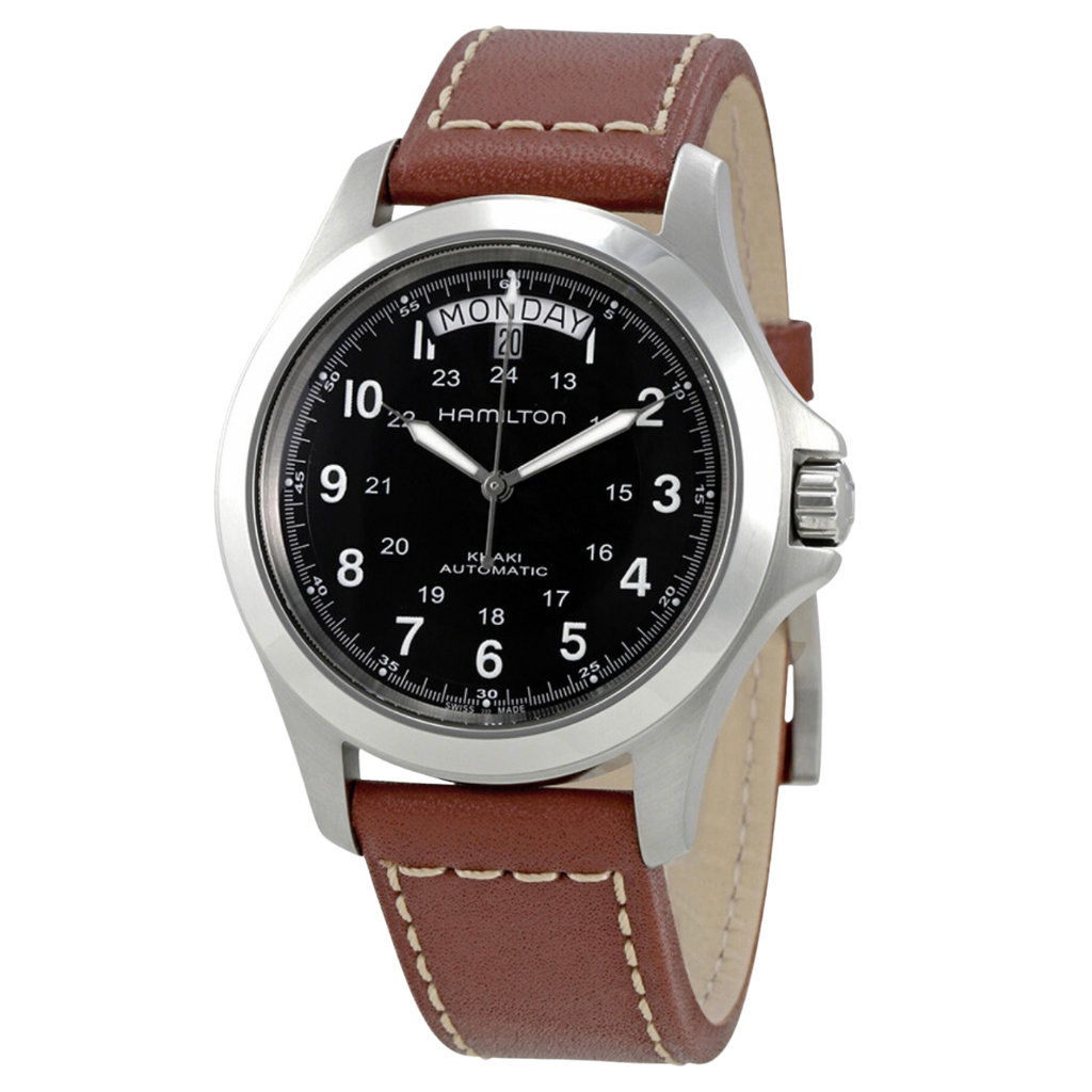 Hamilton Khaki King automático con pulso de cuero chocolate