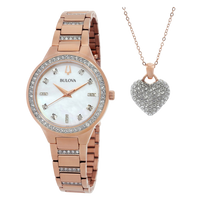 Bulova Crystal Box Set with Heart Pendant Women’s watch