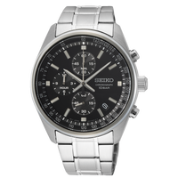 Seiko Sport Black Dial Stainless Steel Men's Watch