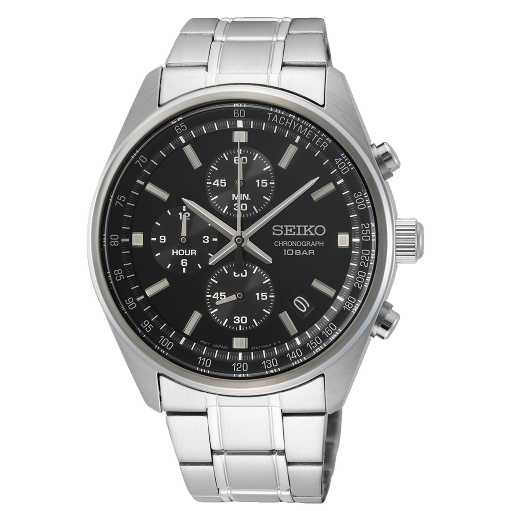 Seiko Sport Black Dial Stainless Steel Men's Watch
