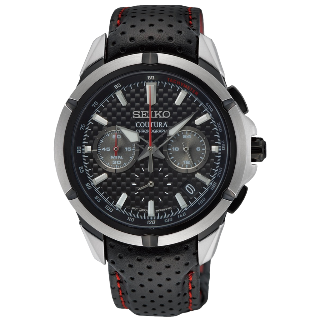 Seiko Coutura Chronograph Black Leather Men's Watch