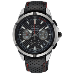 Seiko Coutura Chronograph Black Leather Men's Watch