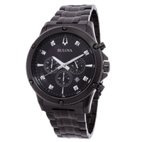 Bulova Diamond Black Dial Stainless Steel Men's Watch
