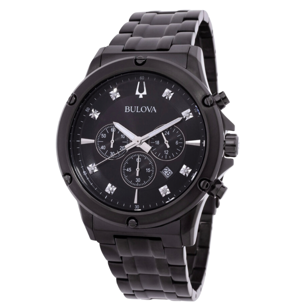 Bulova Diamond Black Dial Stainless Steel Men's Watch