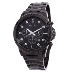 Bulova Diamond Black Dial Stainless Steel Men's Watch