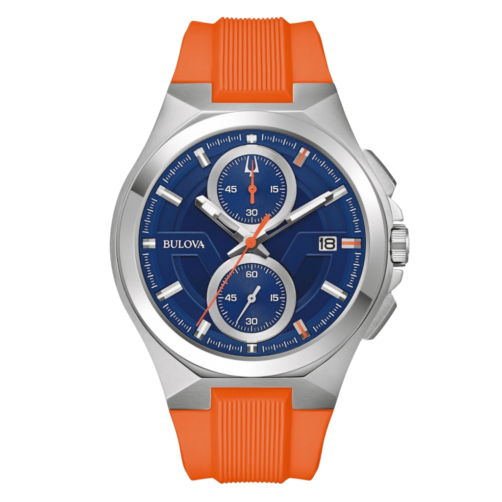 Bulova Marine Star Red Dial Stainless Steel Men's Watch