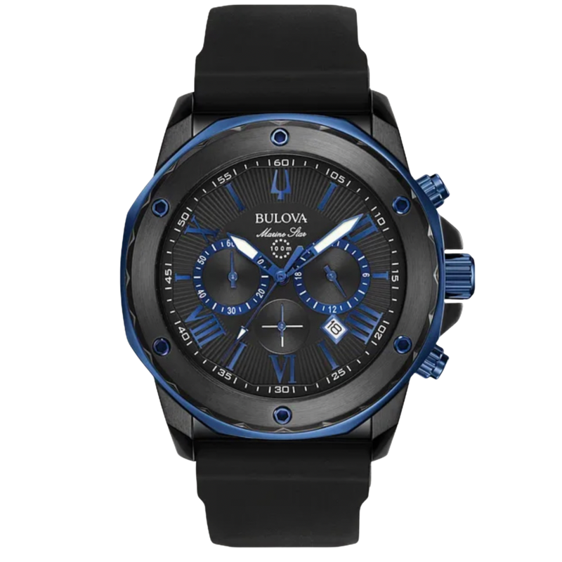 Bulova Marine Star Black Silicone Men's Watch