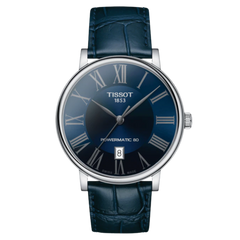 Tissot Carson Powermatic 80 con pulso de cuero azul