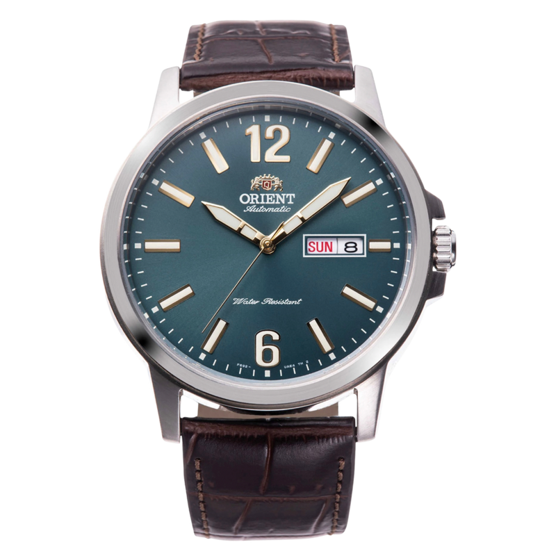 Orient Contemporary automático con pulso de cuero chocolate
