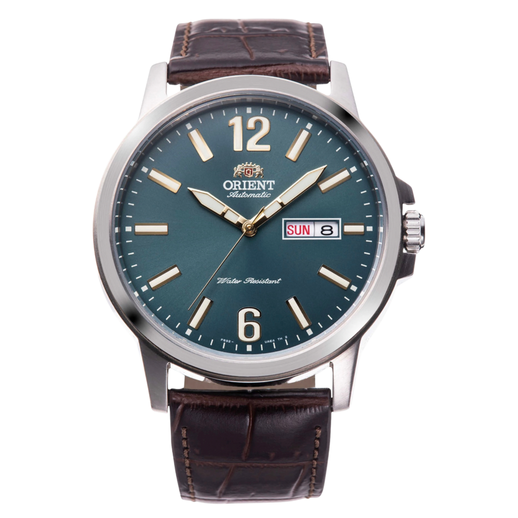 Orient Contemporary automático con pulso de cuero chocolate