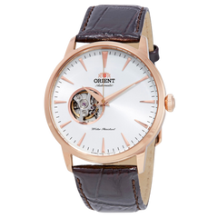 Orient Open Heart automático con pulso de cuero chocolate