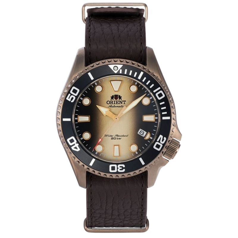 Orient Triton automático con pulso de cuero chocolate