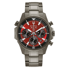 Bulova Marine Star Red Dial Stainless Steel Men's Watch