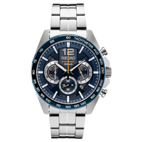Seiko Chronograph Blue Dial Stainless Steel Men's Watch