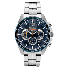 Seiko Chronograph Blue Dial Stainless Steel Men's Watch