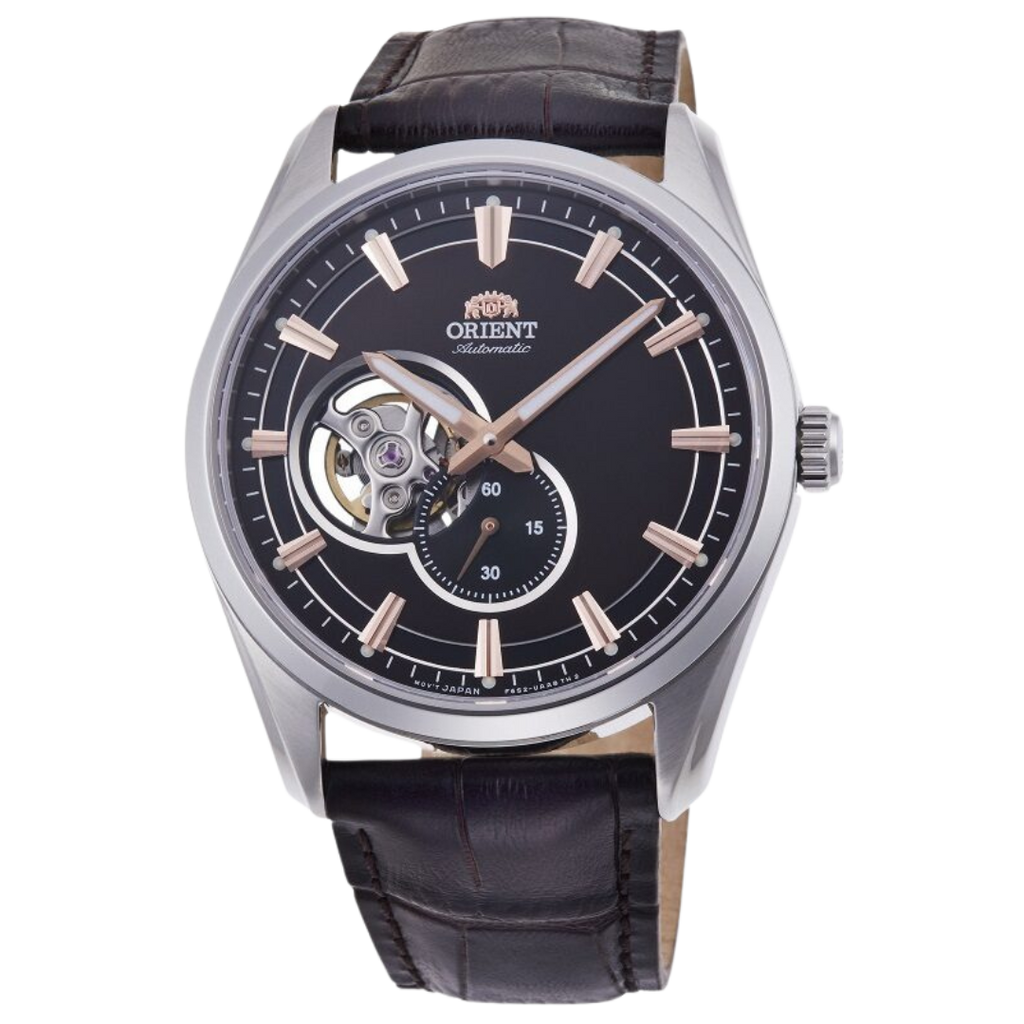 Orient Automatic Open Heart Brown Leather Men's Watch