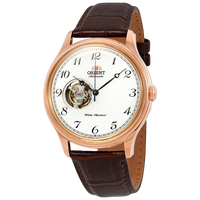 Orient Automatic Open Heart Brown Leather Men's Watch
