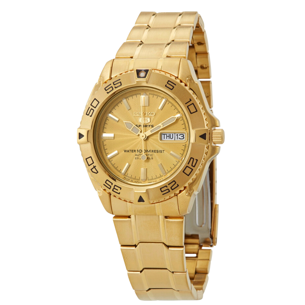 Seiko 5 Sports automático en acero inoxidable color dorado
