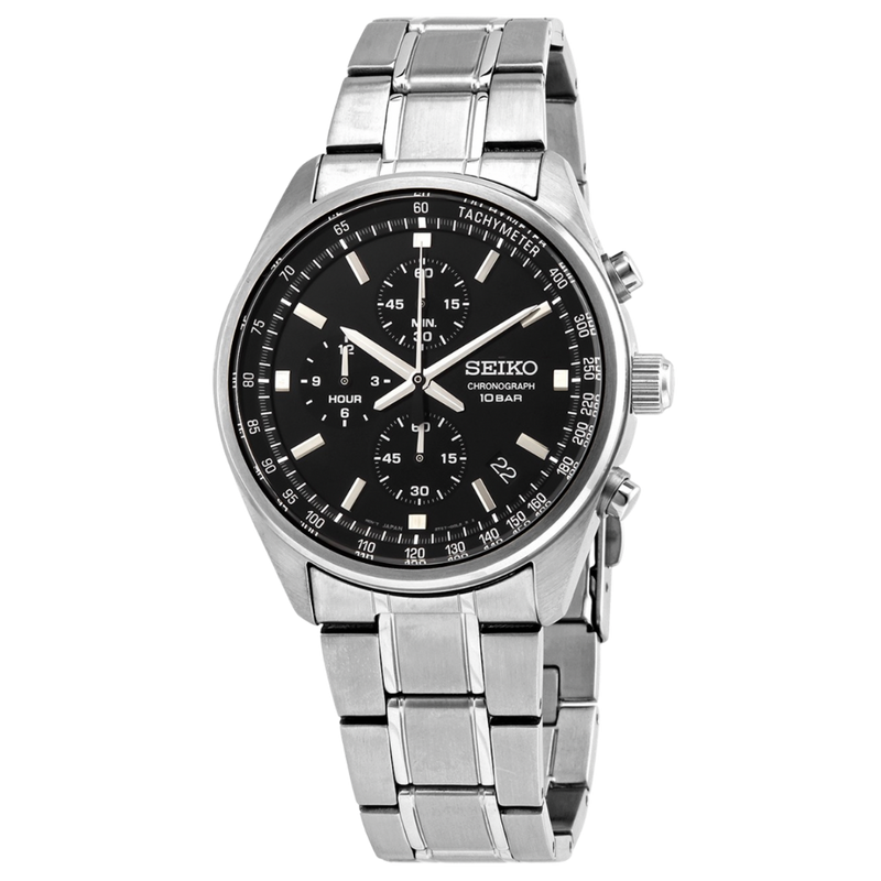 Seiko Sport Black Dial Stainless Steel Men's Watch