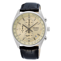 Seiko Chronograph para caballero con pulso de cuero negro