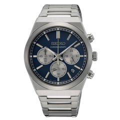 Seiko Chronograph en acero inoxidable con dial azul