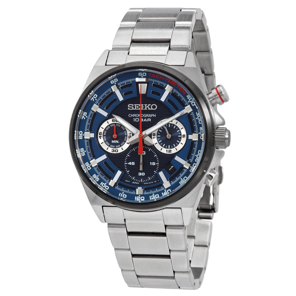 Seiko Chronograph para caballero en acero inoxidable con dial azul