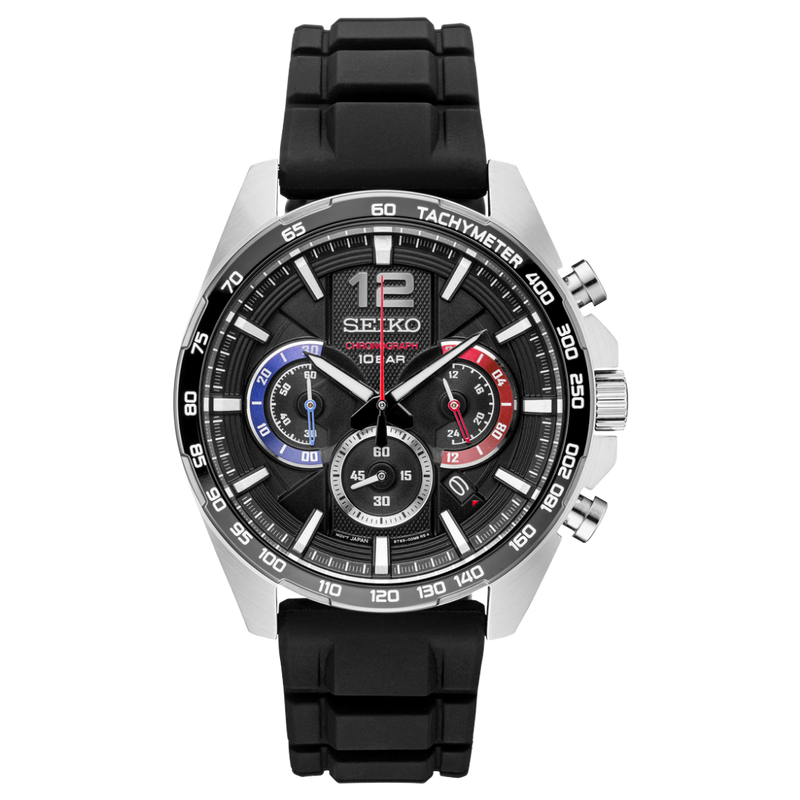 Seiko Chronograph con pulso de silicona negro