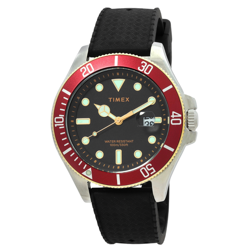 Timex Harborside para caballero con pulso de silicona negro
