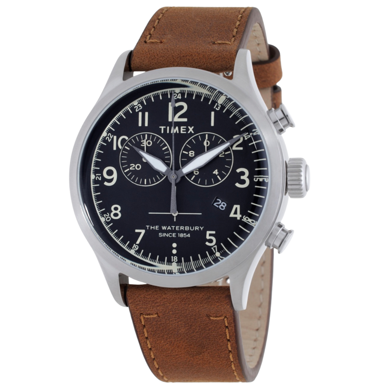 Timex Waterbury para caballero con pulso de cuero chocolate